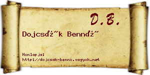Dojcsák Bennó névjegykártya